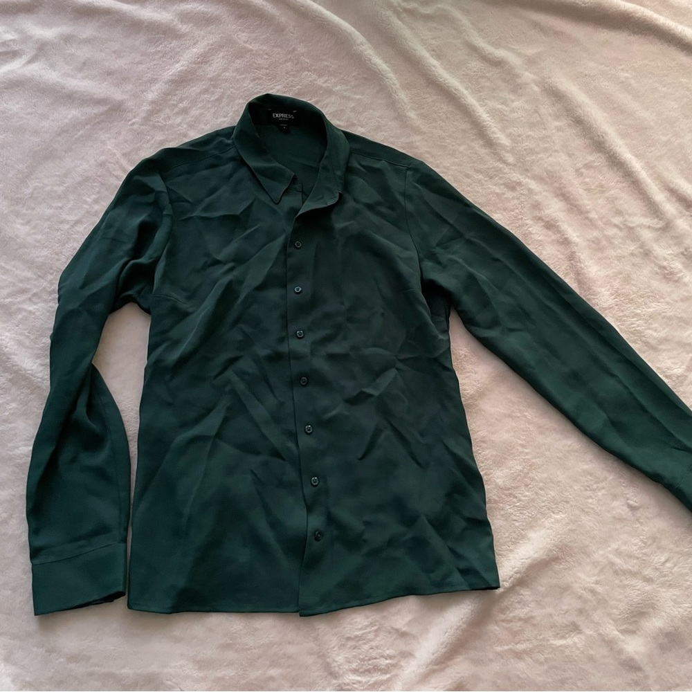 Express Forest Green Long Sleeve Dress Shirt